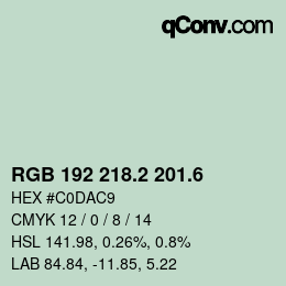 カラーコード: RGB 192 218.2 201.6 | qconv.com