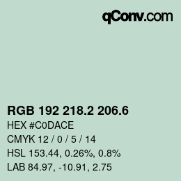 カラーコード: RGB 192 218.2 206.6 | qconv.com