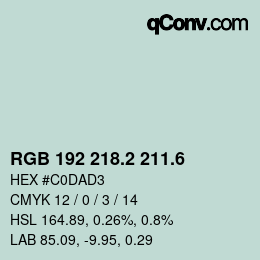 カラーコード: RGB 192 218.2 211.6 | qconv.com