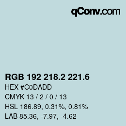 カラーコード: RGB 192 218.2 221.6 | qconv.com