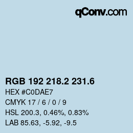 カラーコード: RGB 192 218.2 231.6 | qconv.com