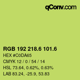 カラーコード: RGB 192 218.6 101.6 | qconv.com