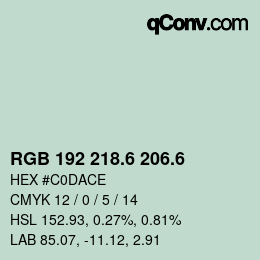 カラーコード: RGB 192 218.6 206.6 | qconv.com