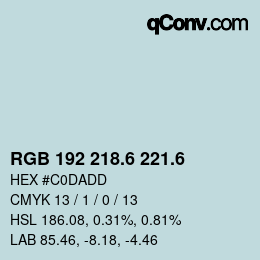 カラーコード: RGB 192 218.6 221.6 | qconv.com