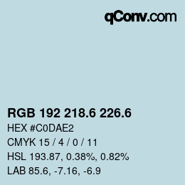 カラーコード: RGB 192 218.6 226.6 | qconv.com