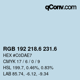 カラーコード: RGB 192 218.6 231.6 | qconv.com