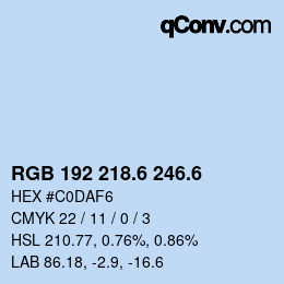 カラーコード: RGB 192 218.6 246.6 | qconv.com