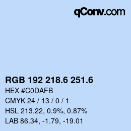 カラーコード: RGB 192 218.6 251.6 | qconv.com