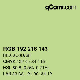 Color code: RGB 192 218 143 | qconv.com