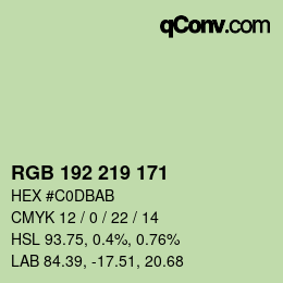 Color code: RGB 192 219 171 | qconv.com