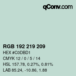 Color code: RGB 192 219 209 | qconv.com