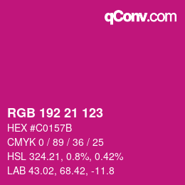 Color code: RGB 192 21 123 | qconv.com