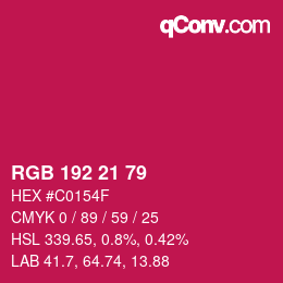 Color code: RGB 192 21 79 | qconv.com