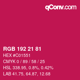 Color code: RGB 192 21 81 | qconv.com