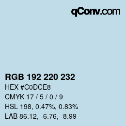 Color code: RGB 192 220 232 | qconv.com
