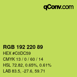 Color code: RGB 192 220 89 | qconv.com