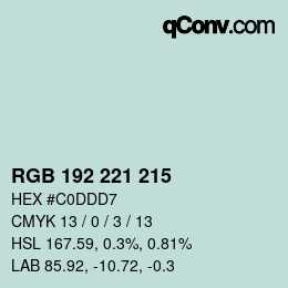 カラーコード: RGB 192 221 215 | qconv.com