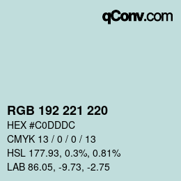 Color code: RGB 192 221 220 | qconv.com