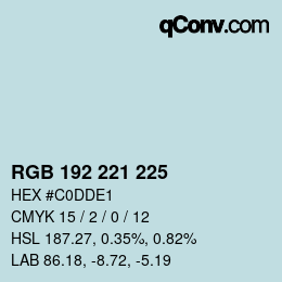 Color code: RGB 192 221 225 | qconv.com