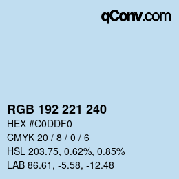 カラーコード: RGB 192 221 240 | qconv.com