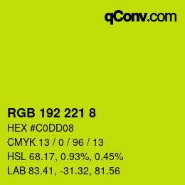 颜色代码: RGB 192 221 8 | qconv.com
