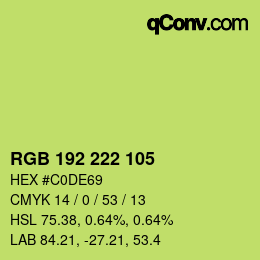颜色代码: RGB 192 222 105 | qconv.com