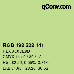 Color code: RGB 192 222 141 | qconv.com