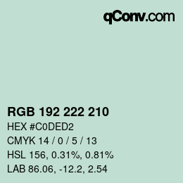 Color code: RGB 192 222 210 | qconv.com