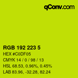 Color code: RGB 192 223 5 | qconv.com