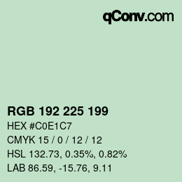 Color code: RGB 192 225 199 | qconv.com