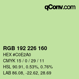 Color code: RGB 192 226 160 | qconv.com