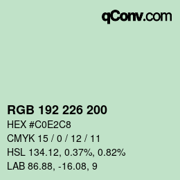 Color code: RGB 192 226 200 | qconv.com