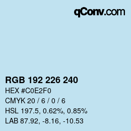 Color code: RGB 192 226 240 | qconv.com