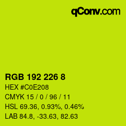 Color code: RGB 192 226 8 | qconv.com