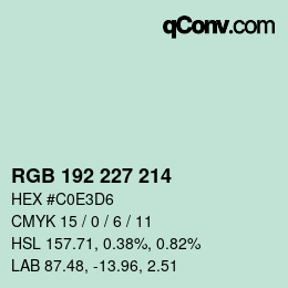 カラーコード: RGB 192 227 214 | qconv.com