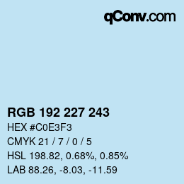 Farbcode: RGB 192 227 243 | qconv.com