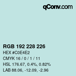 Farbcode: RGB 192 228 226 | qconv.com