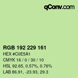 Color code: RGB 192 229 161 | qconv.com
