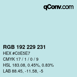 Código de color: RGB 192 229 231 | qconv.com