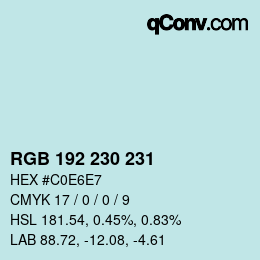 Color code: RGB 192 230 231 | qconv.com