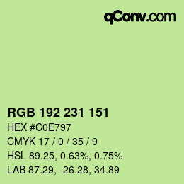 Color code: RGB 192 231 151 | qconv.com