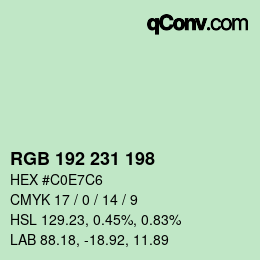Color code: RGB 192 231 198 | qconv.com