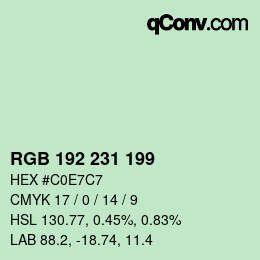 Color code: RGB 192 231 199 | qconv.com