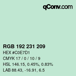 カラーコード: RGB 192 231 209 | qconv.com