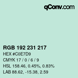 Color code: RGB 192 231 217 | qconv.com