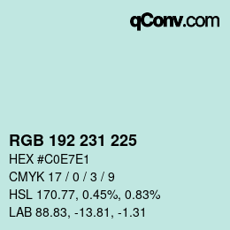 Color code: RGB 192 231 225 | qconv.com