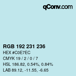 Color code: RGB 192 231 236 | qconv.com