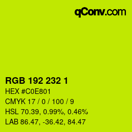 Color code: RGB 192 232 1 | qconv.com