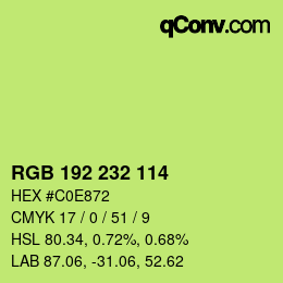 Color code: RGB 192 232 114 | qconv.com