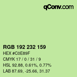 カラーコード: RGB 192 232 159 | qconv.com